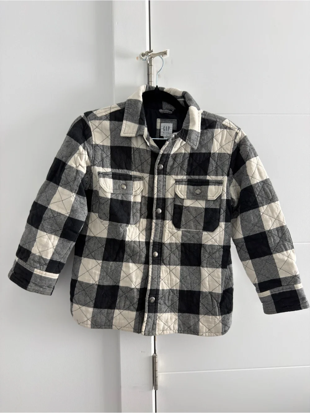 GAP Kids Quilted Buffalo Plaid Jacket - Black & Cream